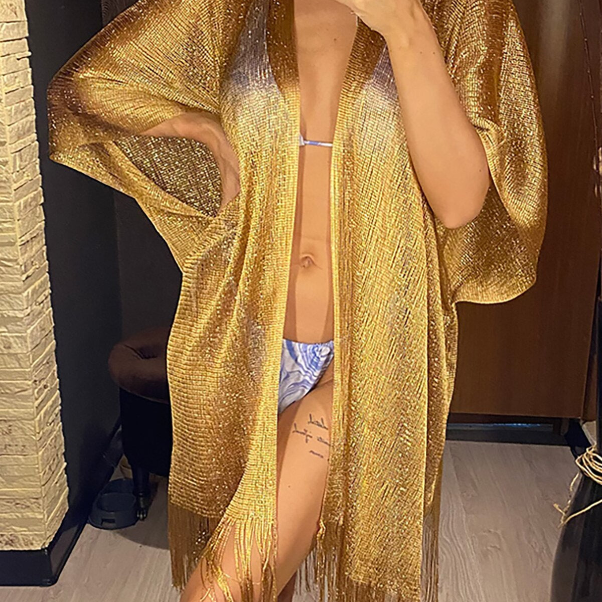 8 Colors Bikini Cover Up Tassel Beach Dress Tunics Swimsuit Bathing Suit Women Shining Cover Ups for Swimwear