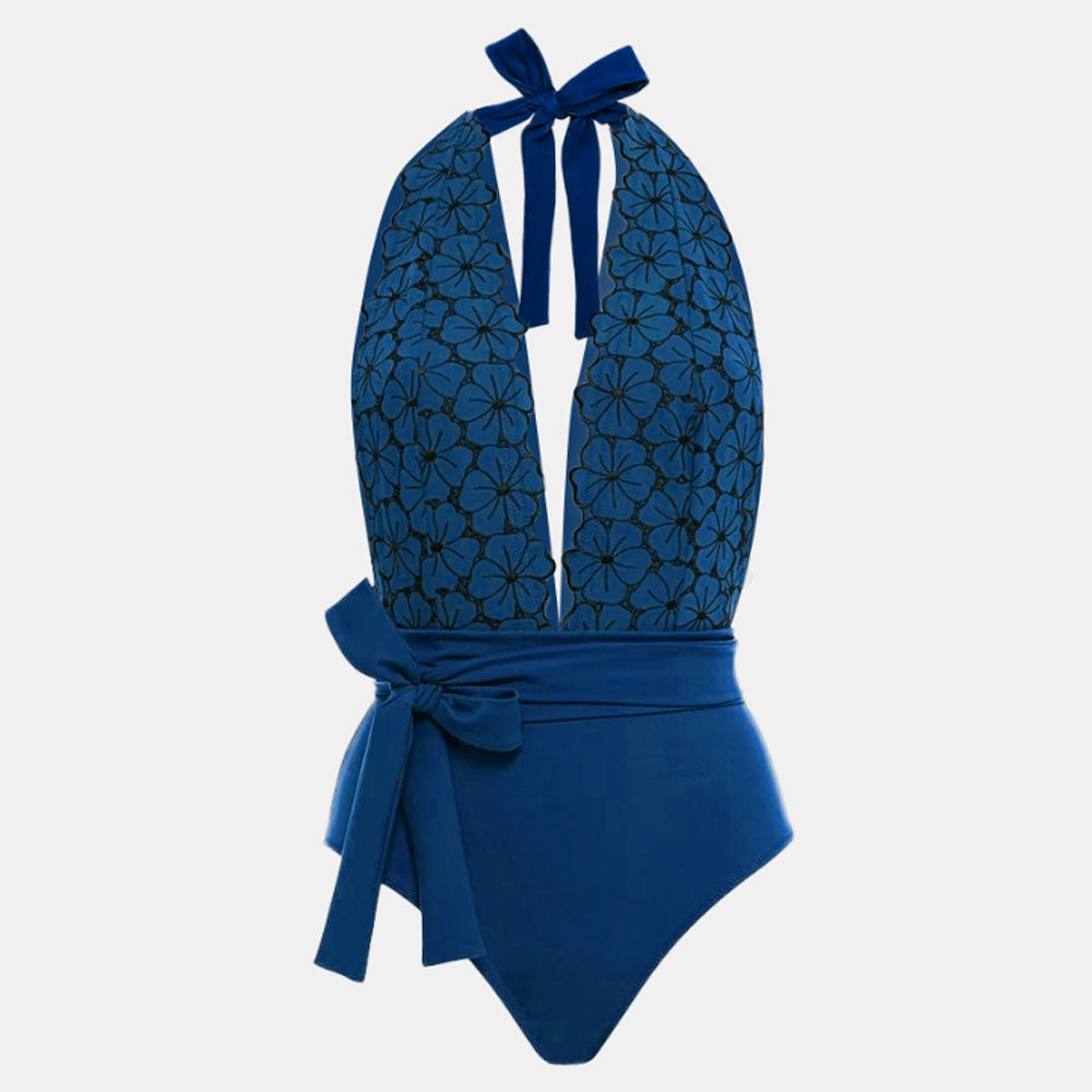 Costume da bagno da spiaggia da donna retrò con scollo a V profondo