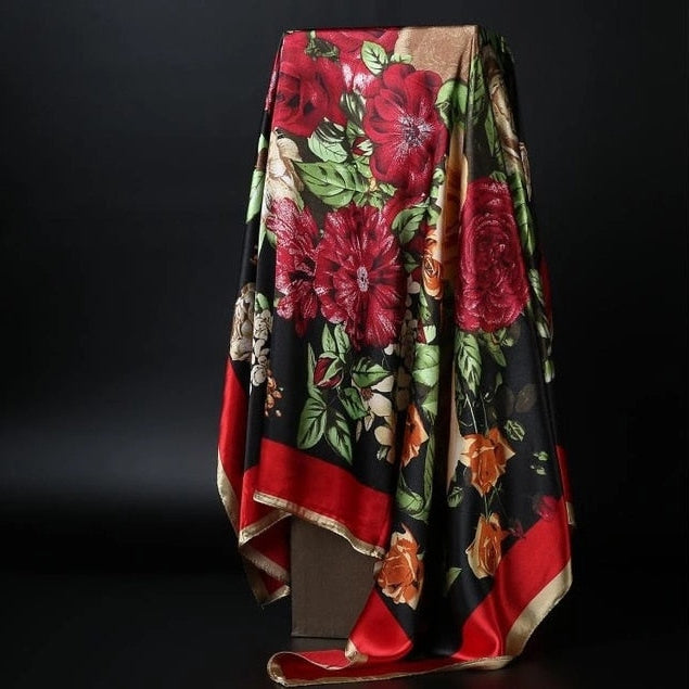 90*90cm square silk scarf Women Shawl Print Satin Hijab Female Luxury Brand Square Lady muffler coverchief bandanna pareo girl 38 One Size