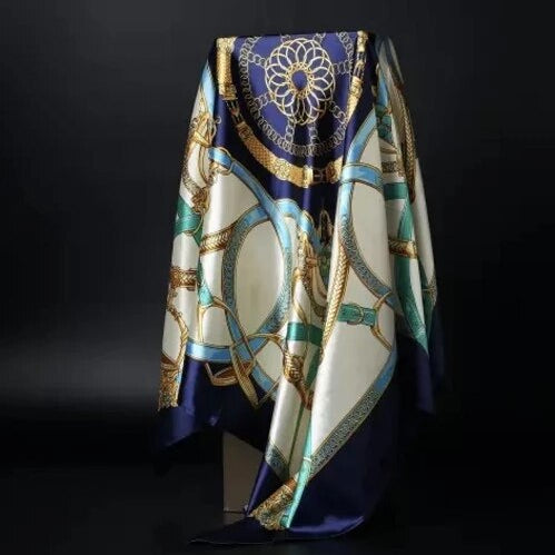 90*90cm square silk scarf Women Shawl Print Satin Hijab Female Luxury Brand Square Lady muffler coverchief bandanna pareo girl 39 One Size