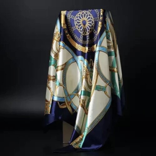 90*90cm square silk scarf Women Shawl Print Satin Hijab Female Luxury Brand Square Lady muffler coverchief bandanna pareo girl 39 One Size