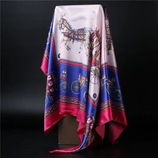 90*90cm square silk scarf Women Shawl Print Satin Hijab Female Luxury Brand Square Lady muffler coverchief bandanna pareo girl 27 One Size