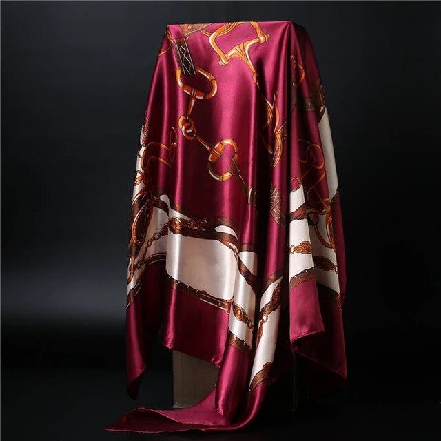 90*90cm square silk scarf Women Shawl Print Satin Hijab Female Luxury Brand Square Lady muffler coverchief bandanna pareo girl 5 One Size