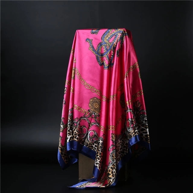 90*90cm square silk scarf Women Shawl Print Satin Hijab Female Luxury Brand Square Lady muffler coverchief bandanna pareo girl 16 One Size