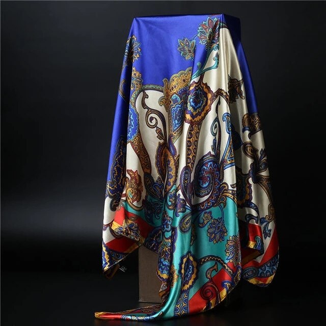 90*90cm square silk scarf Women Shawl Print Satin Hijab Female Luxury Brand Square Lady muffler coverchief bandanna pareo girl 20 One Size