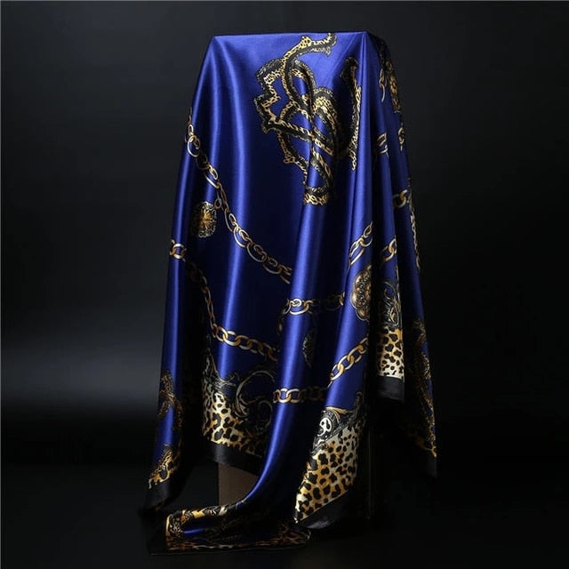 90*90cm square silk scarf Women Shawl Print Satin Hijab Female Luxury Brand Square Lady muffler coverchief bandanna pareo girl 14 One Size