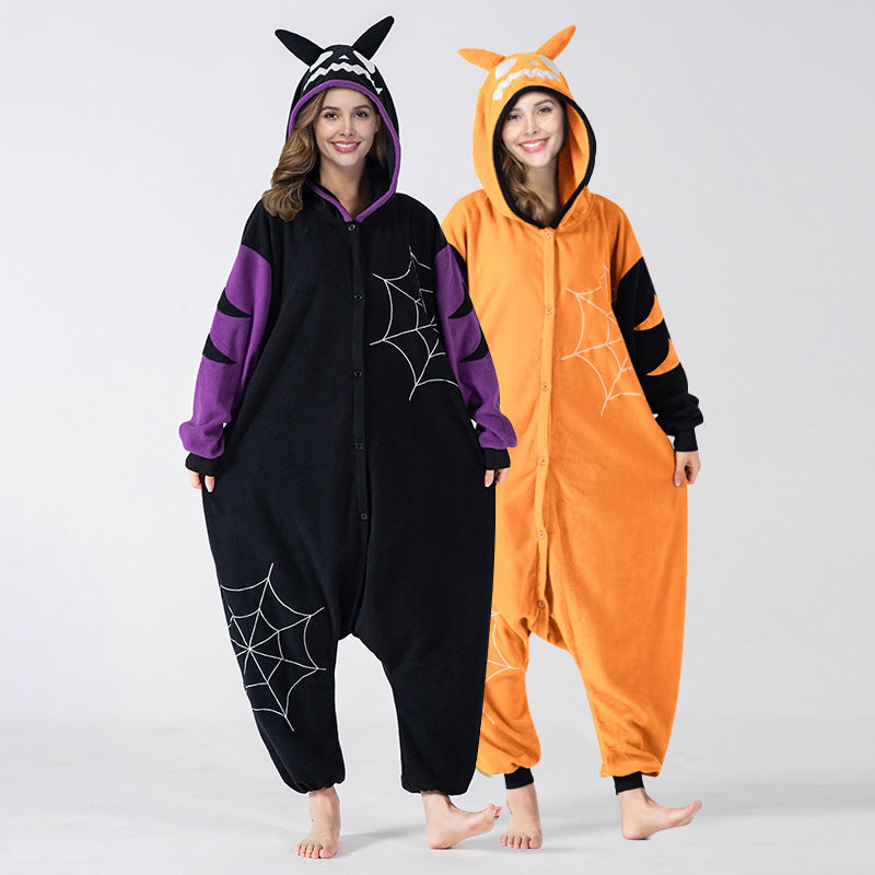 Venta al por mayor de pijamas de una pieza del hijo del diablo de Halloween, disfraz de Festival Cosplay, hogar lindo con capucha