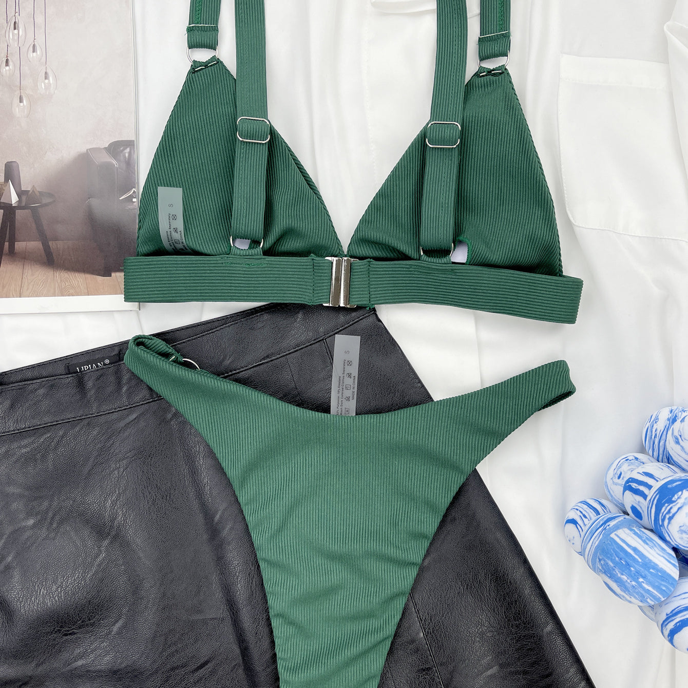 Pit Bikini Solid Color Small Circle Swimsuit