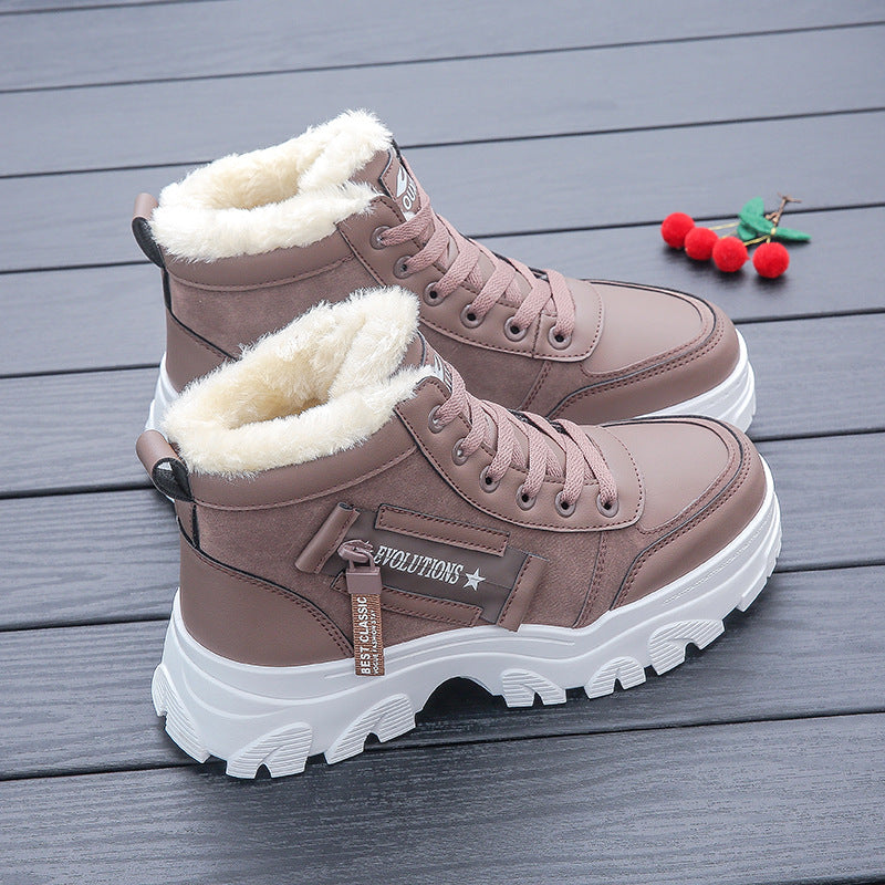 Winter New All-matching Platform Ankle Boots Brown