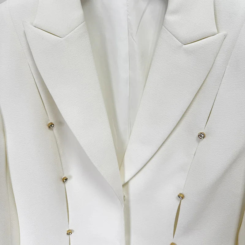 2025 new arrival star fashion socialite temperament diamond studded hollow out suit pants set two-piece set