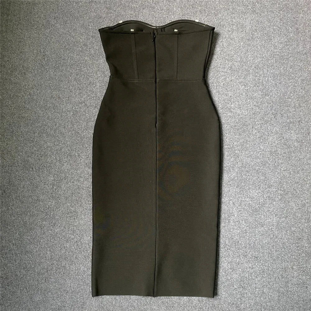 2024 Women's Summer New Black Sexy Off Shoulder Light Luxury Mesh Peach Heart Diamond Slim Fit Bandage Dress Elegant Fashion Eve