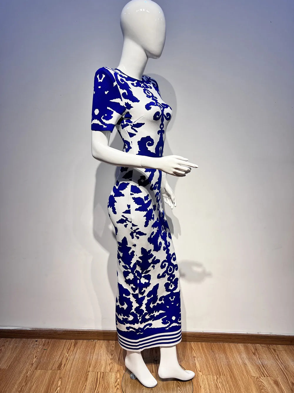 2024 Summer Women's Fashion Printed Bandage Dress Sexy Short sleeved Round Neck Chinese Style Long Dress Elegant Party Dress