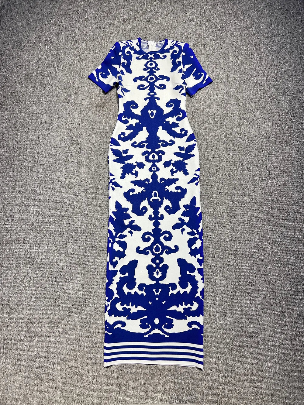 2024 Summer Women's Fashion Printed Bandage Dress Sexy Short sleeved Round Neck Chinese Style Long Dress Elegant Party Dress