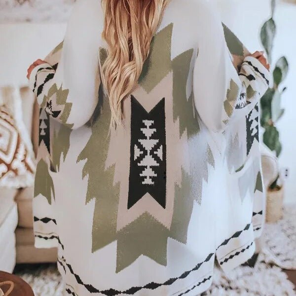 AYUALIN Long Sleeve Cardigan Women's Coat Ethnic Boho 2024 Autumn Winter Coats Bohemia Hippie Casual Female Jumper Outerwear