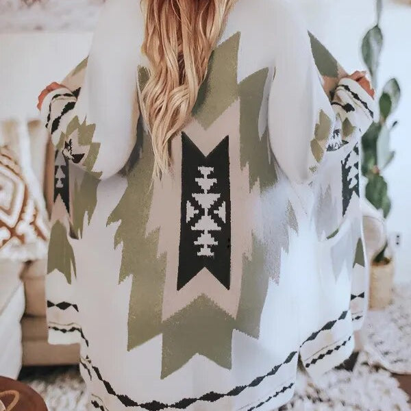 AYUALIN Long Sleeve Cardigan Women's Coat Ethnic Boho 2024 Autumn Winter Coats Bohemia Hippie Casual Female Jumper Outerwear