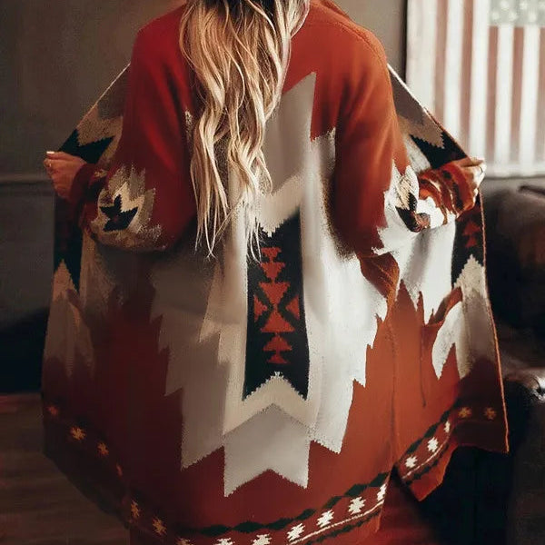 AYUALIN Long Sleeve Cardigan Women's Coat Ethnic Boho 2024 Autumn Winter Coats Bohemia Hippie Casual Female Jumper Outerwear Color 2