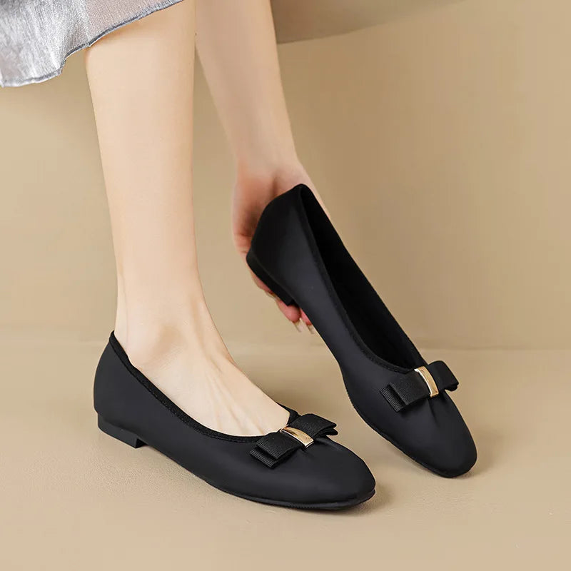 2023 spring and autumn women's shoes Korean style work and party wear Ladies' casual flats mary jane boat shoes Large size 41-43