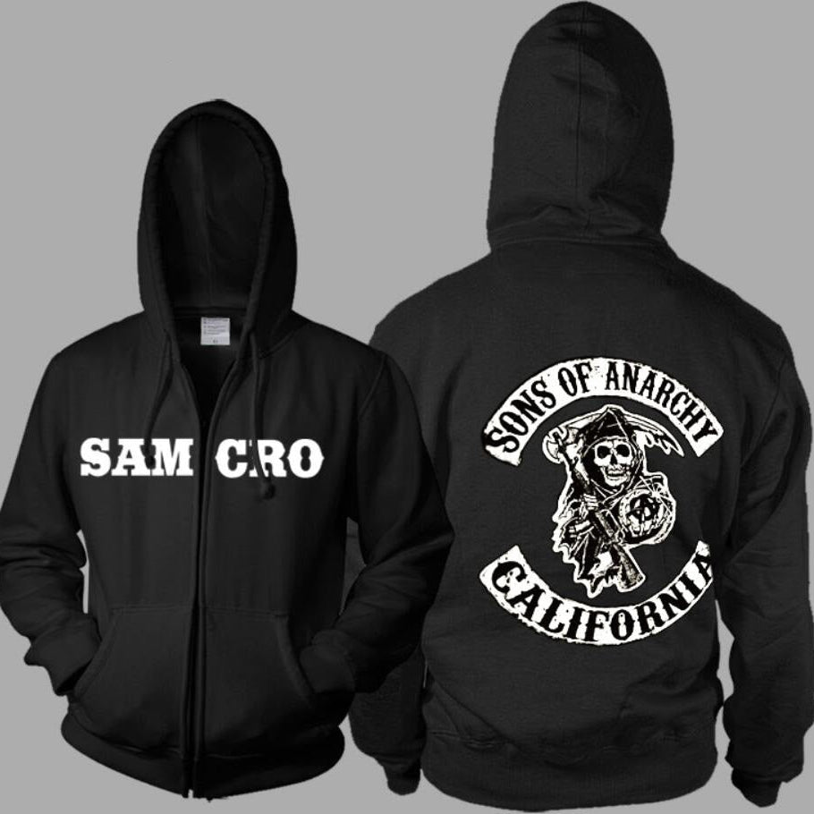 Adult Sons of Anarchy Hoodie TV Black Halloween Cosplay Party Costume Women Men Zipper Jacket Coat Mayans Sweatshirt Clothing AMAIO