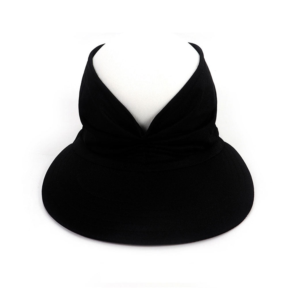 Aettechgd 2024 New Women's Summer Hat Outdoor UV Protection Sun Visor Hat Empty Top Hat Travel Seaside Beach Hat Sunscreen Black