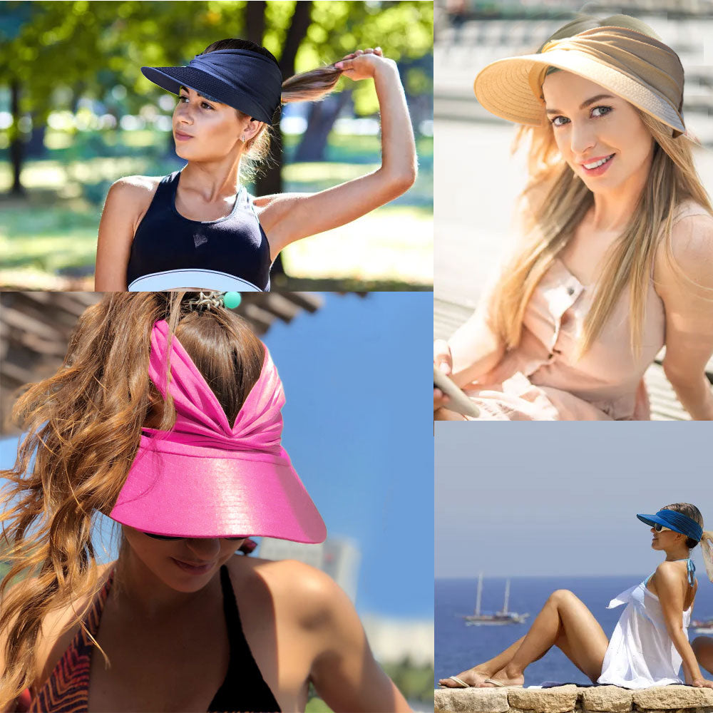 Aettechgd 2024 New Women's Summer Hat Outdoor UV Protection Sun Visor Hat Empty Top Hat Travel Seaside Beach Hat Sunscreen