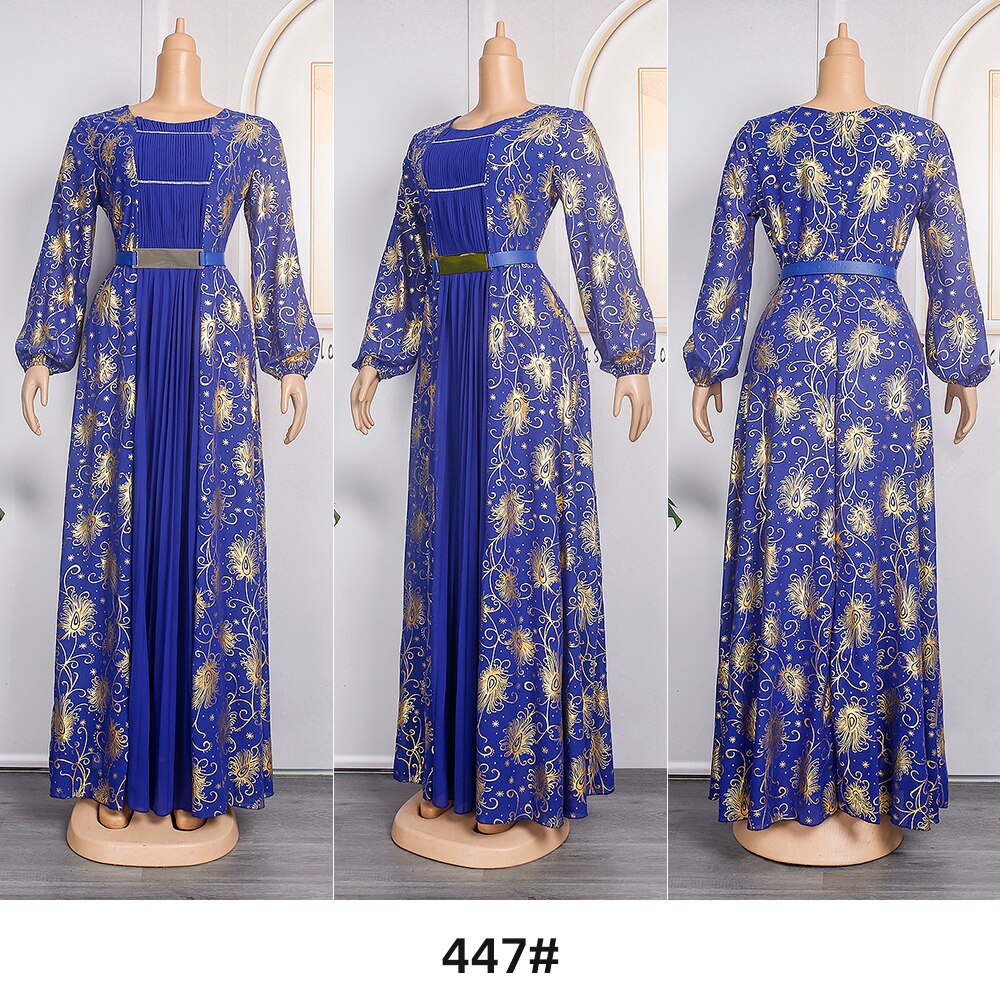 African Maxi Dresses For Women 2024 Plus Size Evening Party Long Dress Africa Clothing Elegant Kaftan Muslim Chiffon Dress