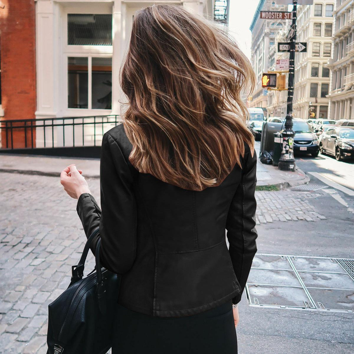 Allukasa Women Bike Coat PU Leather Outwear Zipper Outfit Spring Autumn WomeFashion Short Thin Female Jacket