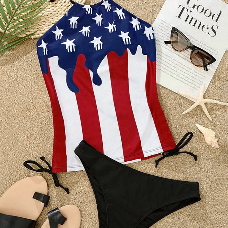 American Flag Print Tankini Set Women Summer Sexy