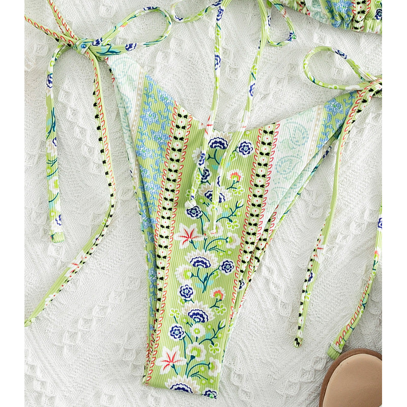 American Style Printed Sub-system Belt Swimsuit