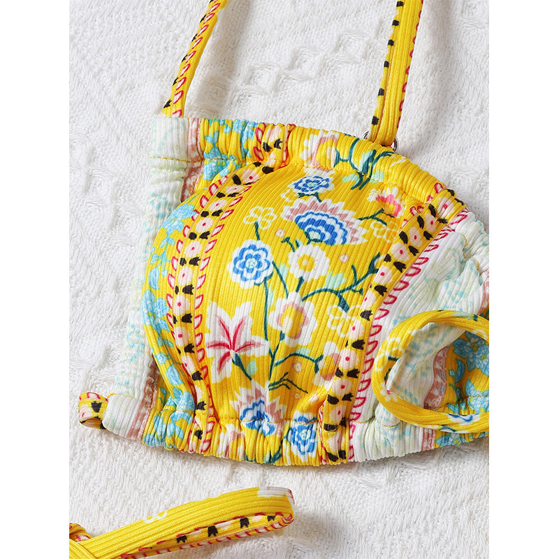 American Style Printed Sub-system Belt Swimsuit