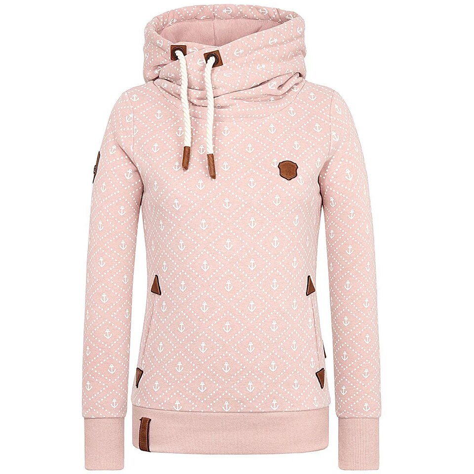 Anchor Print Big Size Hoodies Women 5xl Poleron Mujer 2022 Korean Street Pocket Sweatshirt Drawstring Slim Fit Hipster Hoodie