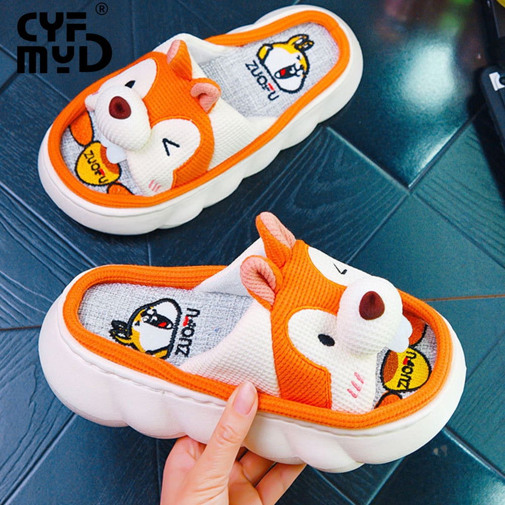 Animals Slippers Women Platform Shoes Cute Cartoon Thick Sole Home Slippers Bear Slippers Shark Slippers House Children Slippers orange squirrel