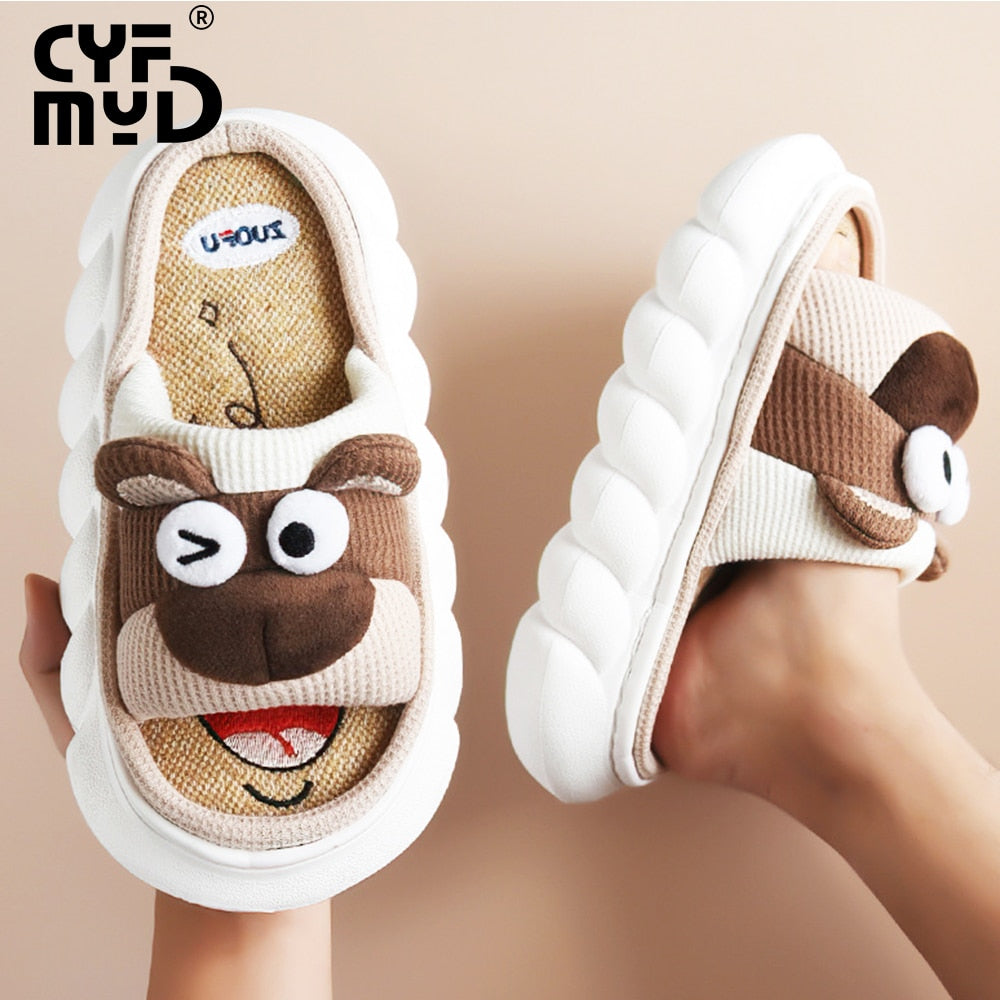 Animals Slippers Women Platform Shoes Cute Cartoon Thick Sole Home Slippers Bear Slippers Shark Slippers House Children Slippers brown bear
