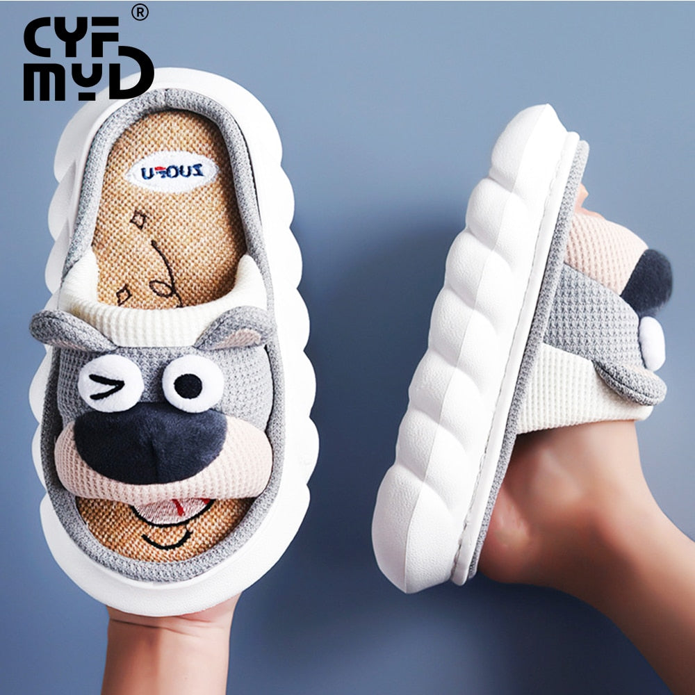 Animals Slippers Women Platform Shoes Cute Cartoon Thick Sole Home Slippers Bear Slippers Shark Slippers House Children Slippers AMAIO