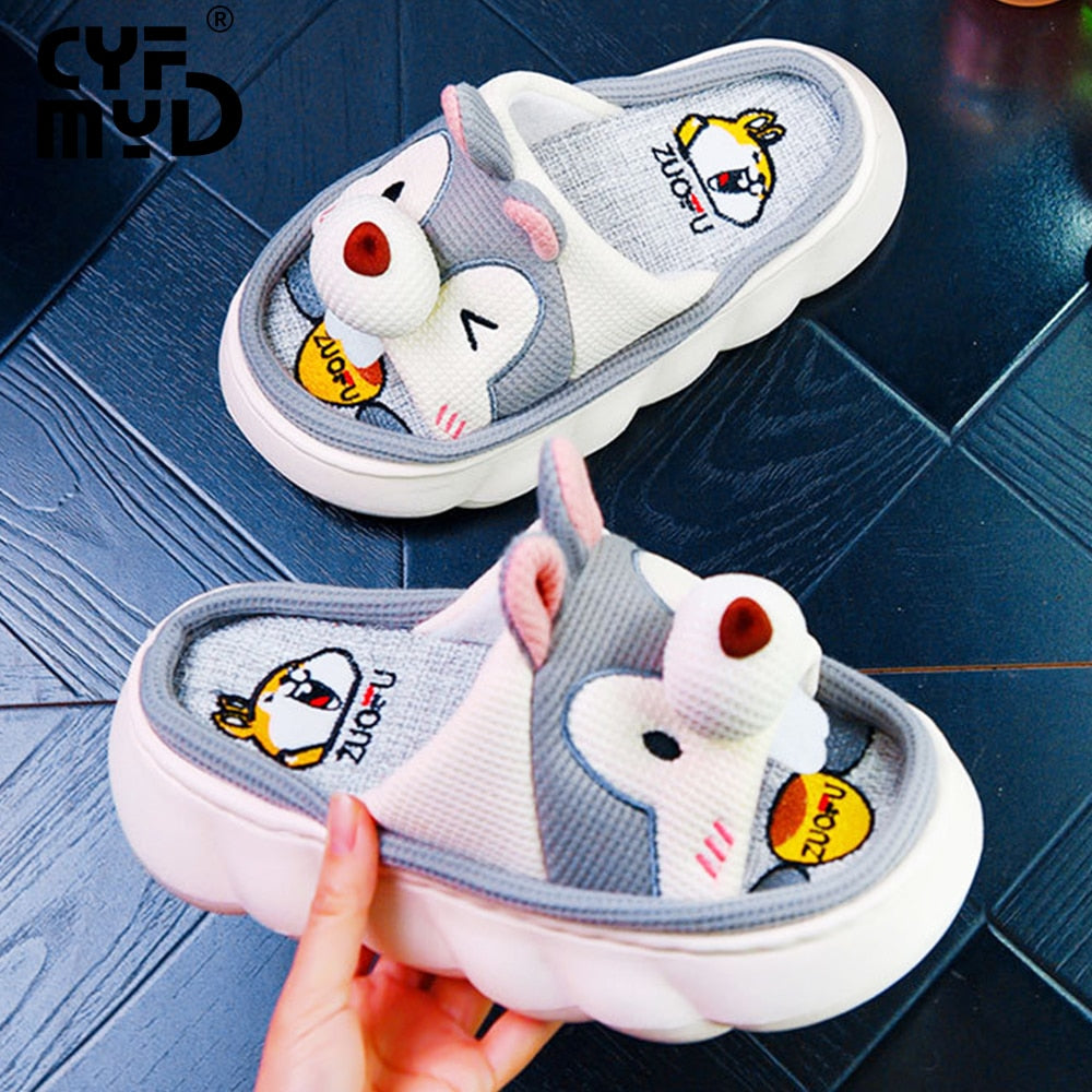 Animals Slippers Women Platform Shoes Cute Cartoon Thick Sole Home Slippers Bear Slippers Shark Slippers House Children Slippers gray squirrel