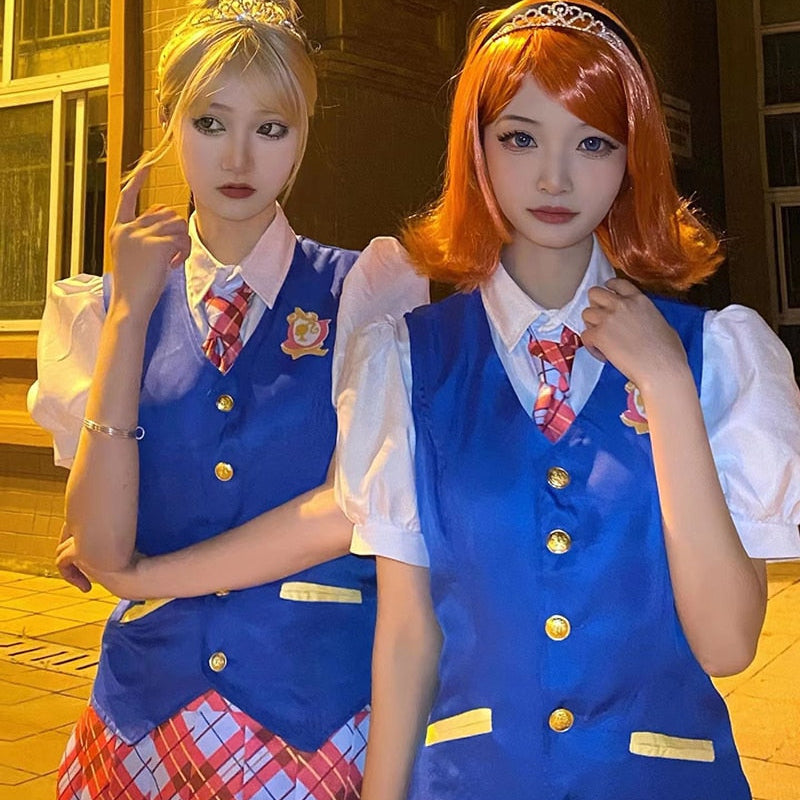 Anime Movie Barbie Costume For Women Margot Robbie Delancy Cospaly Girl JK Uniform Halloween Carnival Party Ladies Dresses Set