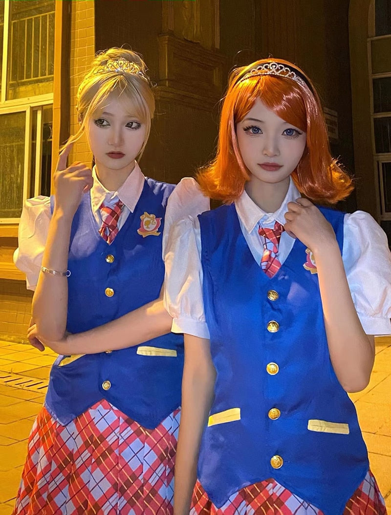 Anime Movie Barbie Costume For Women Margot Robbie Delancy Cospaly Girl JK Uniform Halloween Carnival Party Ladies Dresses Set