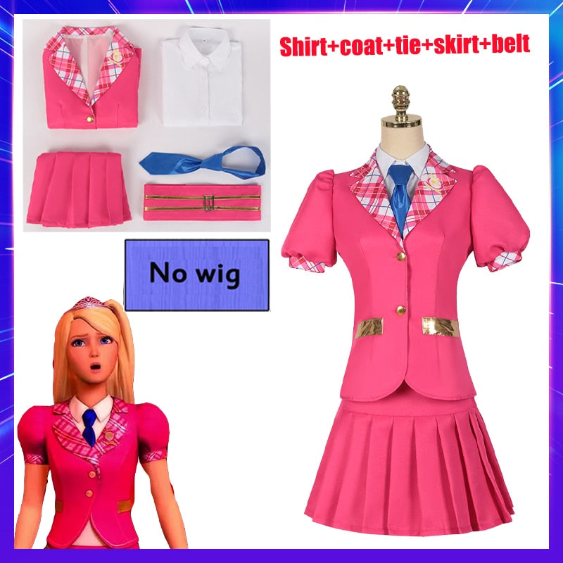 Anime Movie Barbie Costume For Women Margot Robbie Delancy Cospaly Girl JK Uniform Halloween Carnival Party Ladies Dresses Set A2