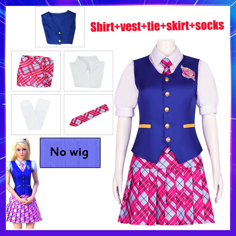 Anime Movie Barbie Costume for Women Margot Robbie Delancy Cospaly Girl JK Uniform Halloween Carnival Party Ladies Dresses Set A1 / L