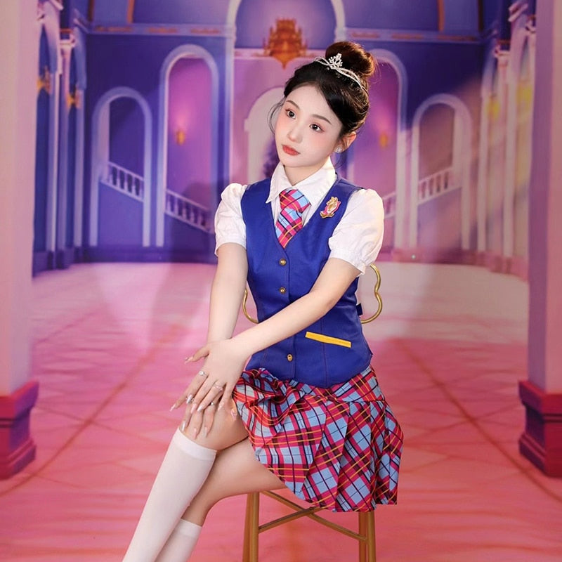 Anime Movie Barbie Costume For Women Margot Robbie Delancy Cospaly Girl JK Uniform Halloween Carnival Party Ladies Dresses Set