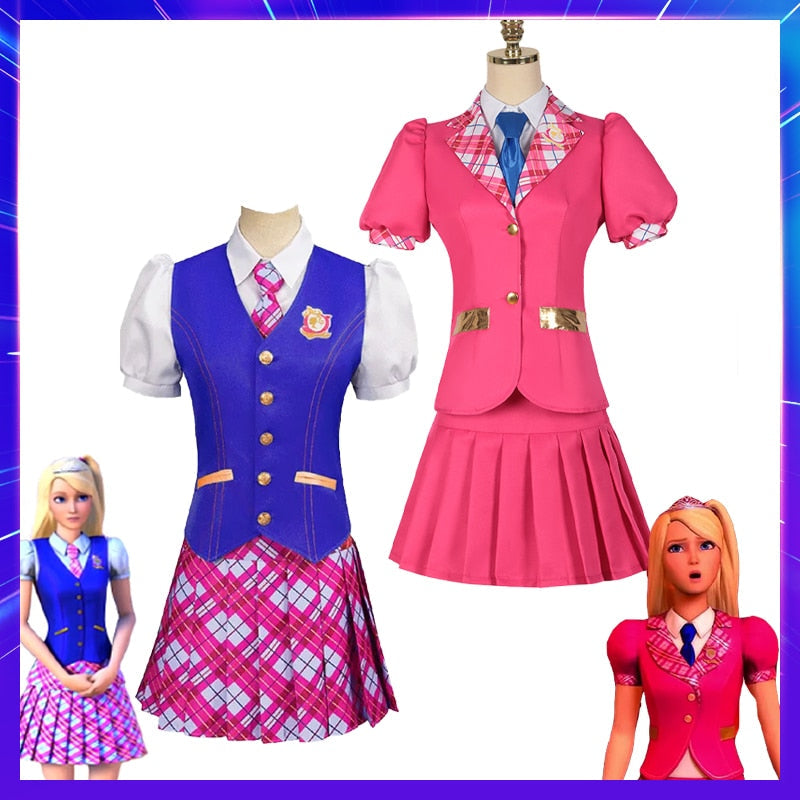 Anime Movie Barbie Costume For Women Margot Robbie Delancy Cospaly Girl JK Uniform Halloween Carnival Party Ladies Dresses Set
