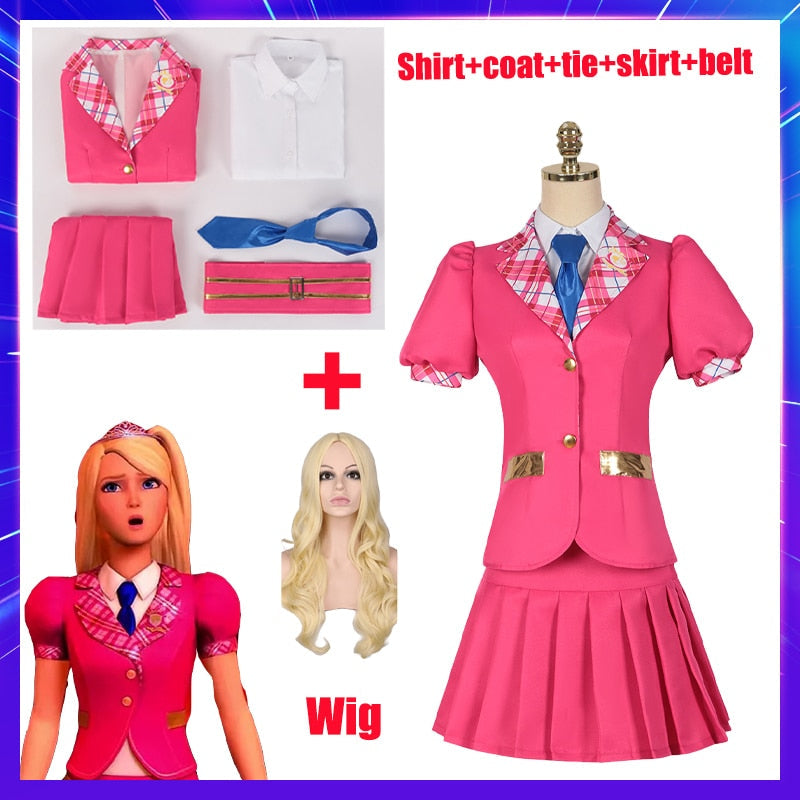 Anime Movie Barbie Costume For Women Margot Robbie Delancy Cospaly Girl JK Uniform Halloween Carnival Party Ladies Dresses Set B4