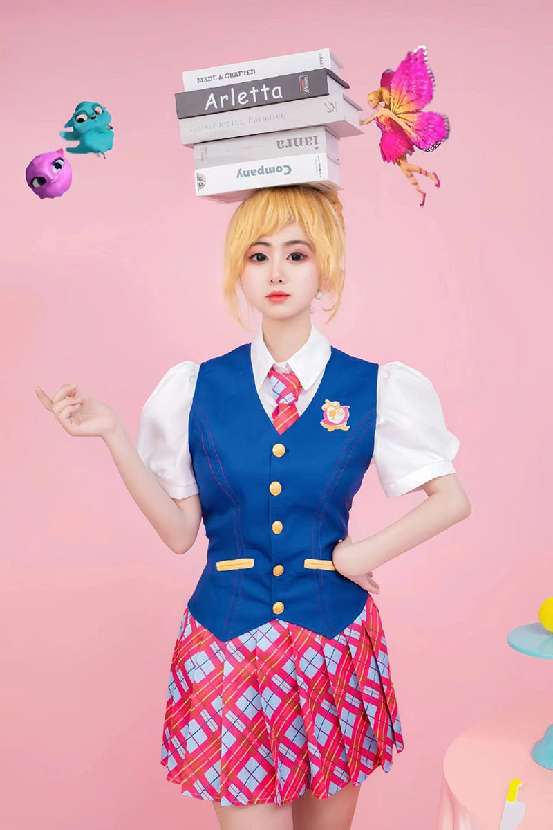 Anime Movie Barbie Costume For Women Margot Robbie Delancy Cospaly Girl JK Uniform Halloween Carnival Party Ladies Dresses Set