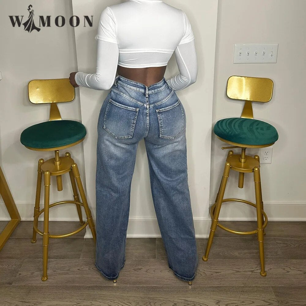 Appliques Cross Women's Jeans High Waist Pants Sexy Y2k 2024 Autumn Winter Elegant Ladies Europe Fashion Jean Pants Streetwear