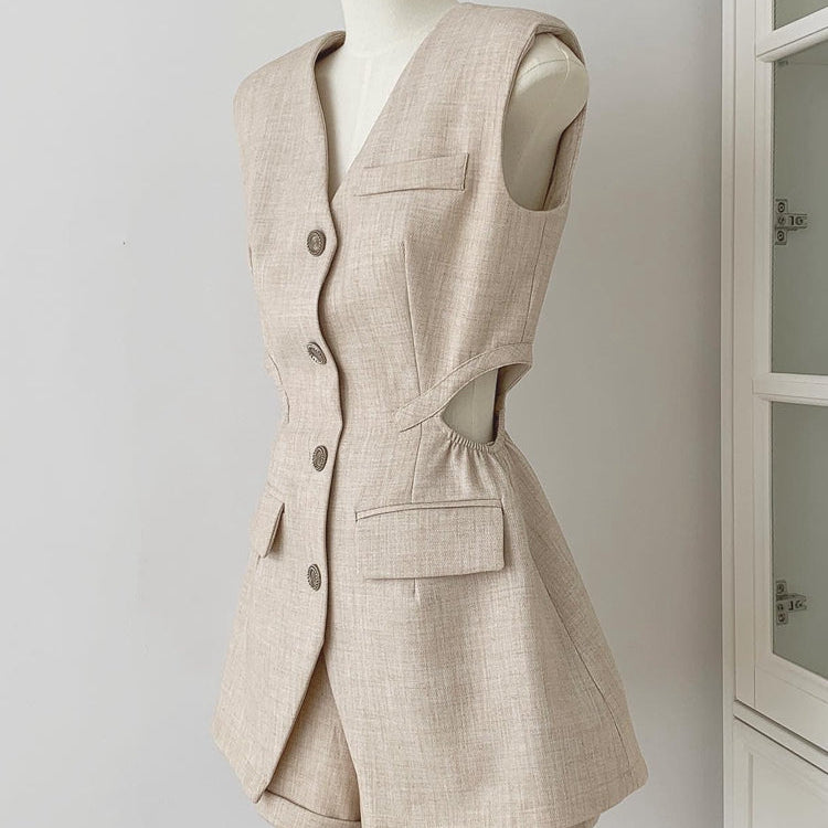 Autumn England Style Elegant Fashion 3 Piece Pant Sets For Women Korean Casual Blazer Coat + Vest Top + High Waist Short Sets