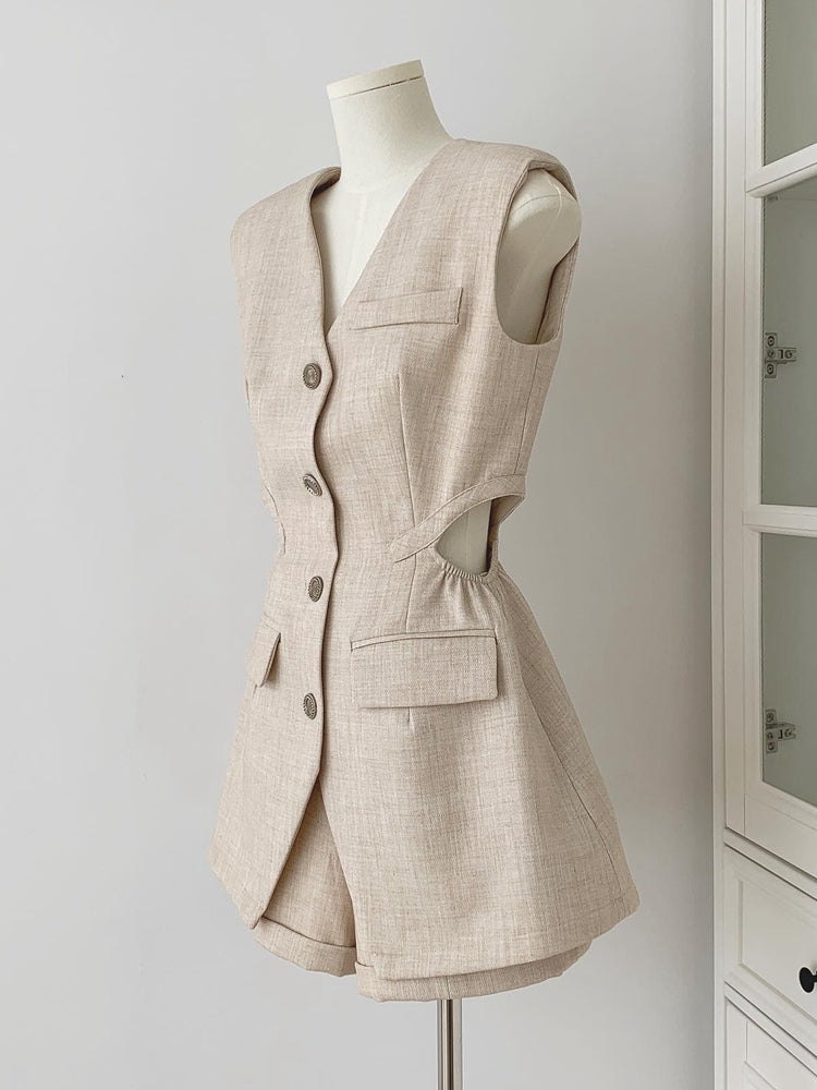 Autumn England Style Elegant Fashion 3 Piece Pant Sets For Women Korean Casual Blazer Coat + Vest Top + High Waist Short Sets