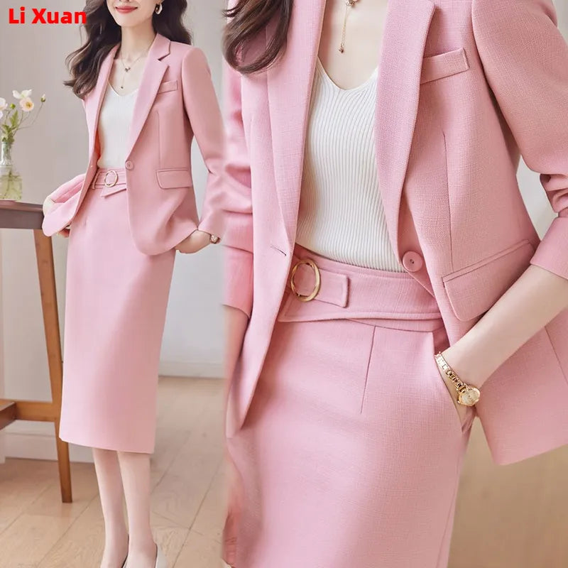 Autumn Formal Blazer Skirt Sets Outfits Korean Female Business Womens Office Ladies Work Jacket Suit 2-piece Set 2024 Winter New
