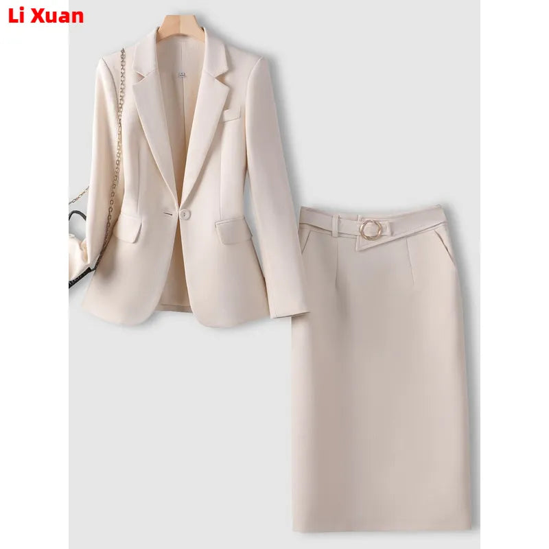Autumn Formal Blazer Skirt Sets Outfits Korean Female Business Womens Office Ladies Work Jacket Suit 2-piece Set 2024 Winter New