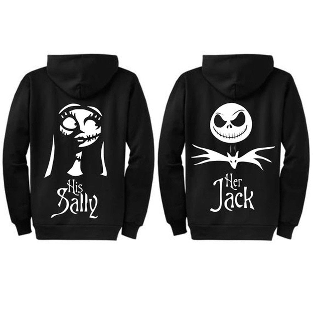 Autumn Jack and Sally Couple Hoodies Halloween Before Christmas Jackets Man Women Couple Hoody AMAIO