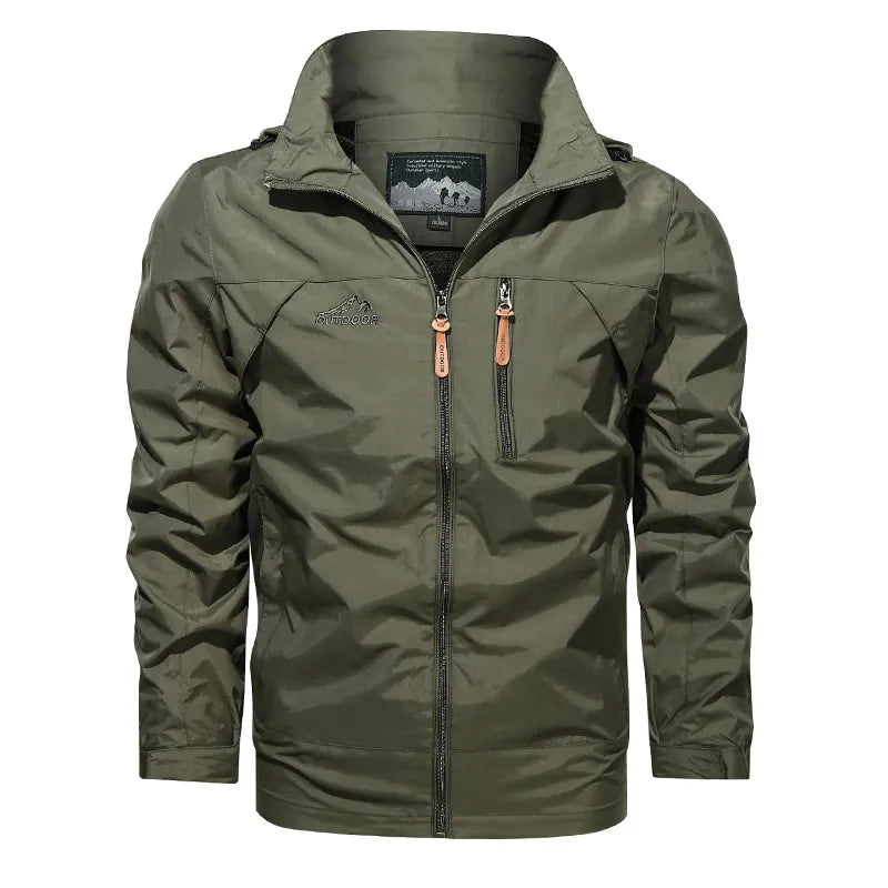 Autumn Men Outdoor Windproof Jackets Hooded Windbreaker Coat Camping Fishing Tactical Military Male Breathable Casual Jacket 5XL army green