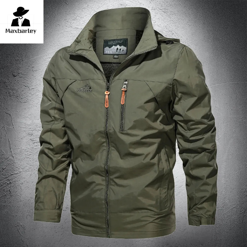 Autumn Men Outdoor Windproof Jackets Hooded Windbreaker Coat Camping Fishing Tactical Military Male Breathable Casual Jacket 5XL AMAIO